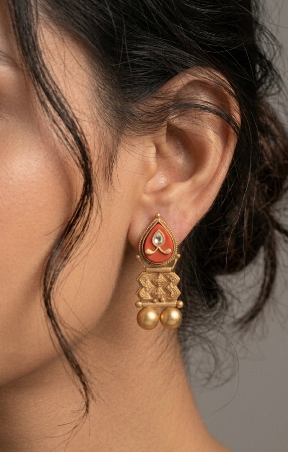 Coral Teardrop Earrings