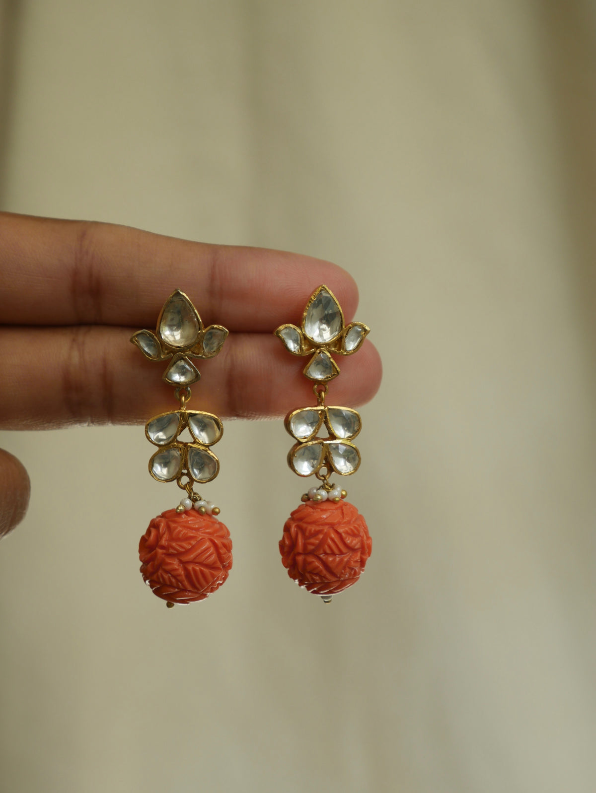 Carved Coral Earring