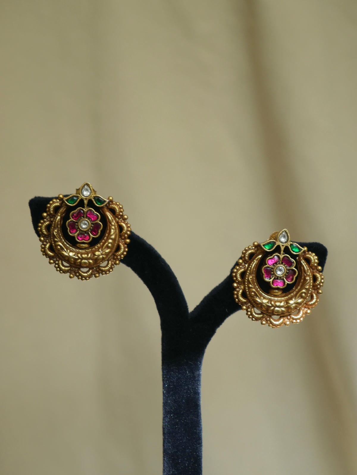 Floral Crescent Stud Earrings