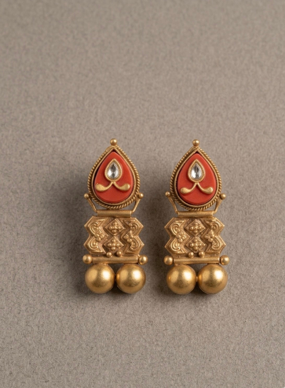 Coral Teardrop Earrings