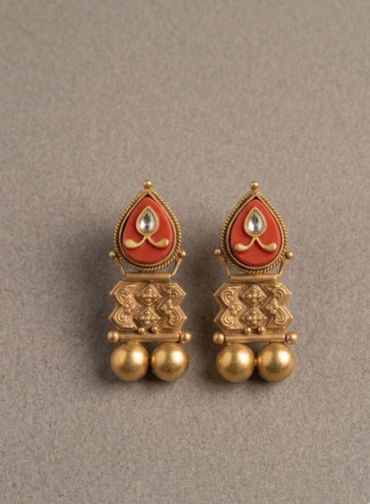 Coral Teardrop Earrings