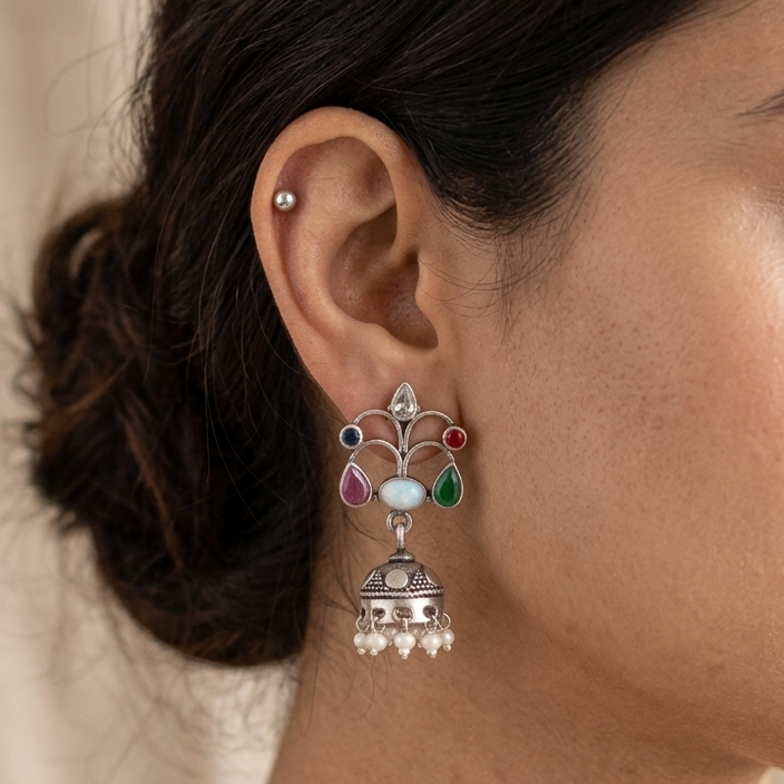 Multicolor Jhumka Drop Earrings