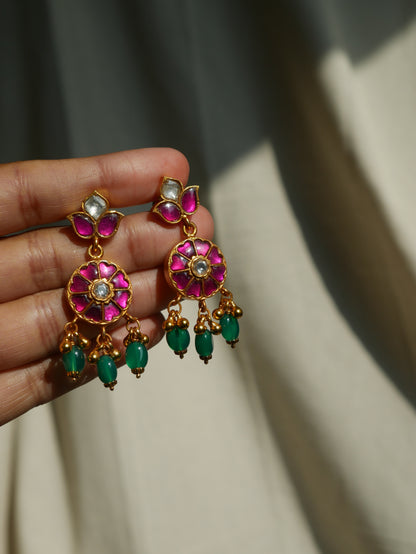 Pink Kundan Earrings