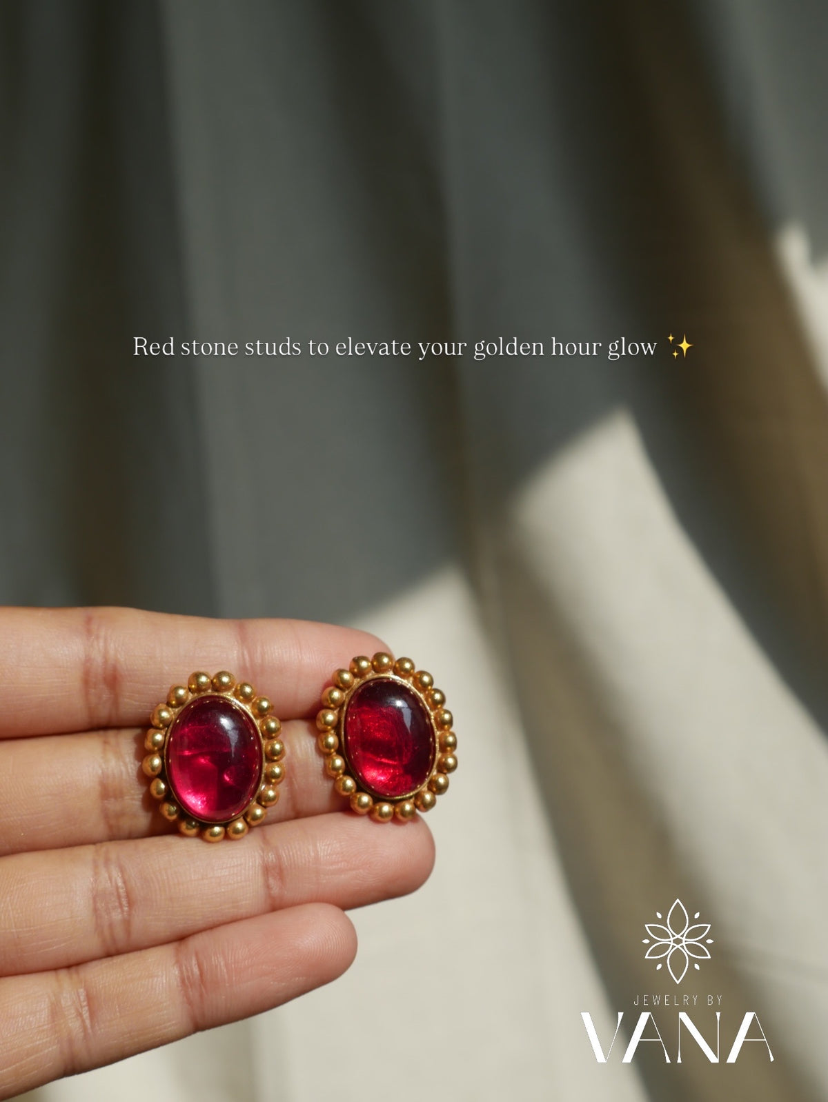 Red Spinal Stone Studs
