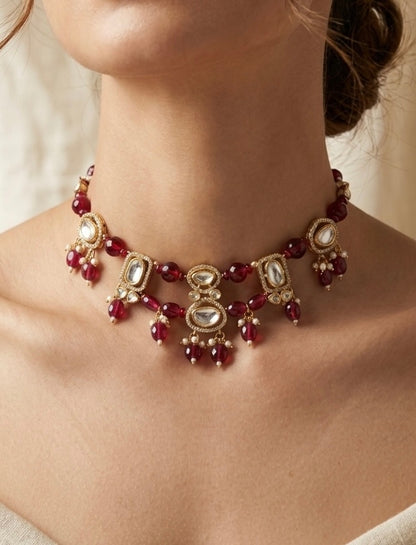 Ruby-Toned Polki Heritage Necklace