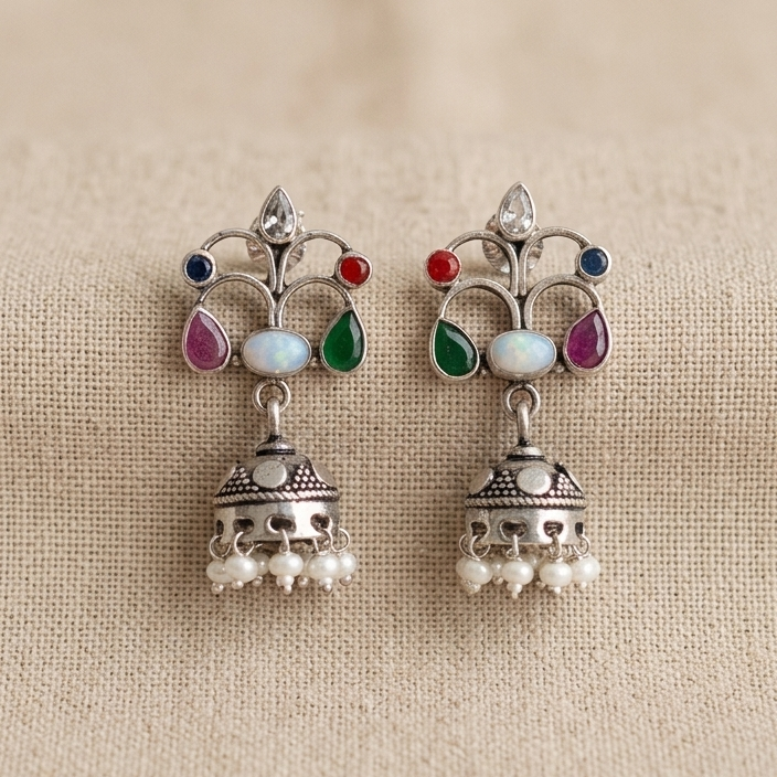 Multicolor Jhumka Drop Earrings