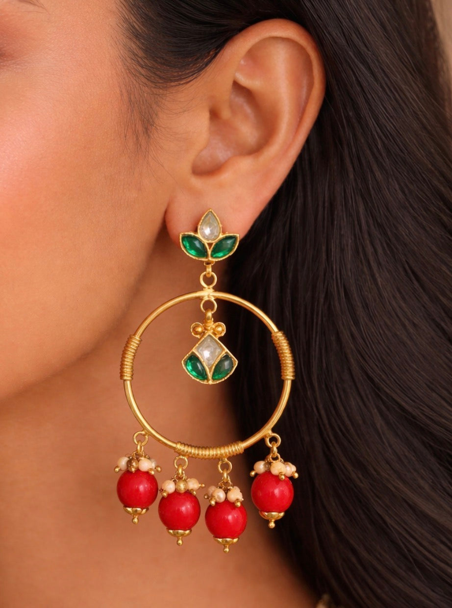 Coral Kundan Chaand Baali