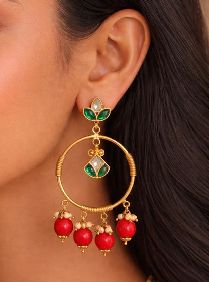 Coral Kundan Chaand Baali