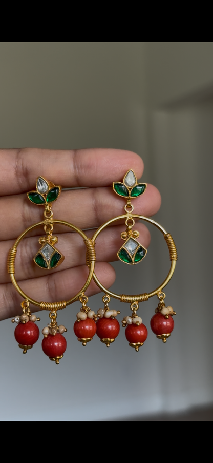 Coral Kundan Chaand Baali