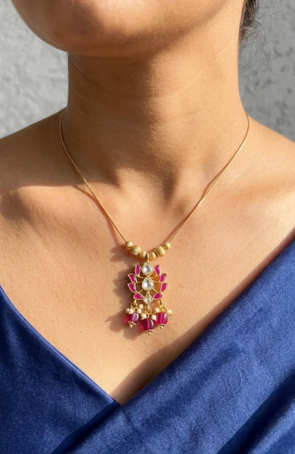 Ruby Lotus Kundan Necklace