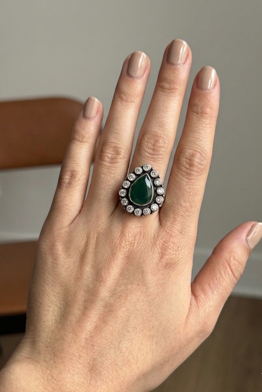 Green Onyx Stone Finger Ring
