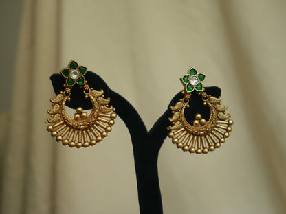 Green Peacock Chandbali Earrings