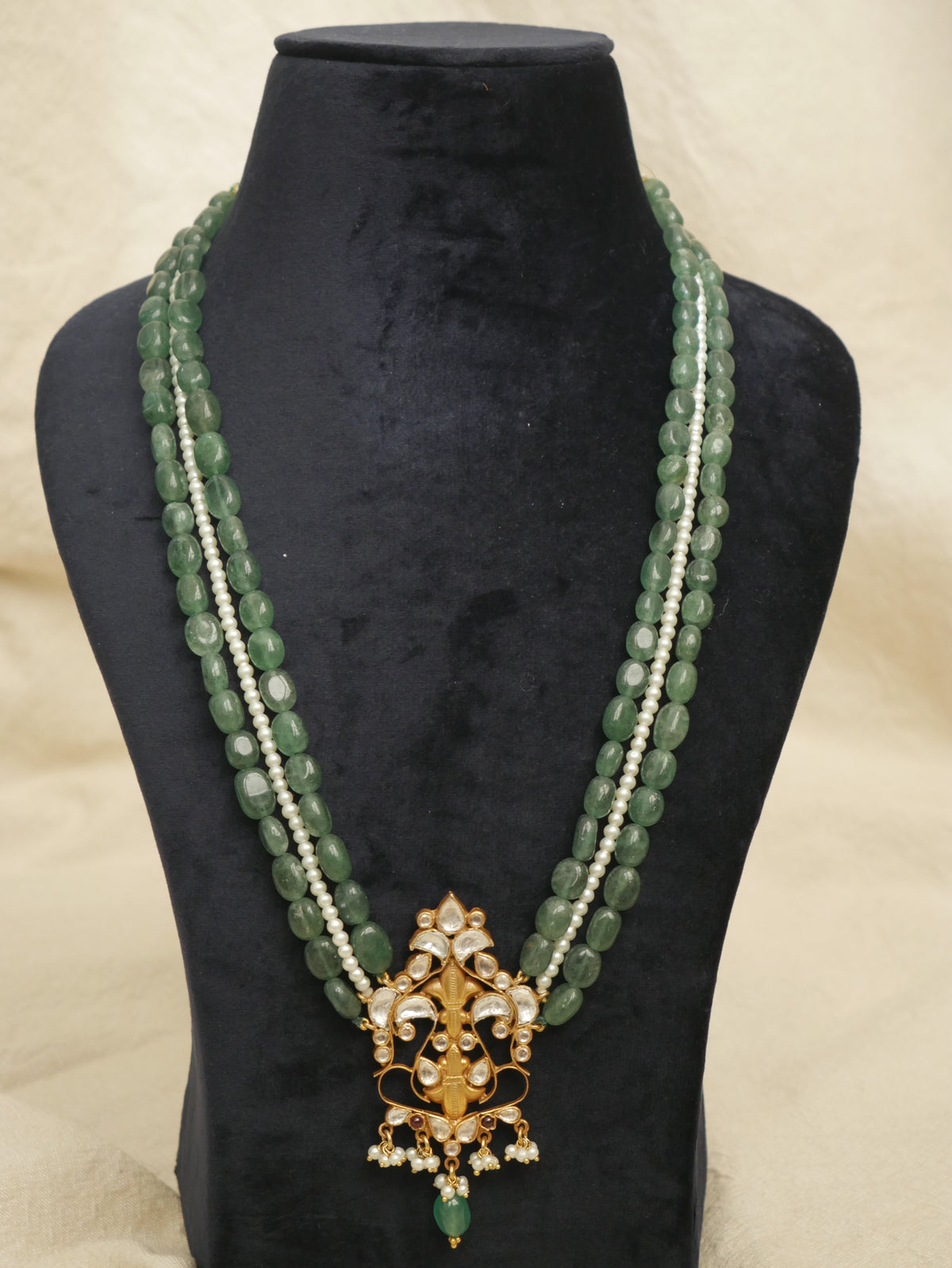 Green Quartz Polki Necklace