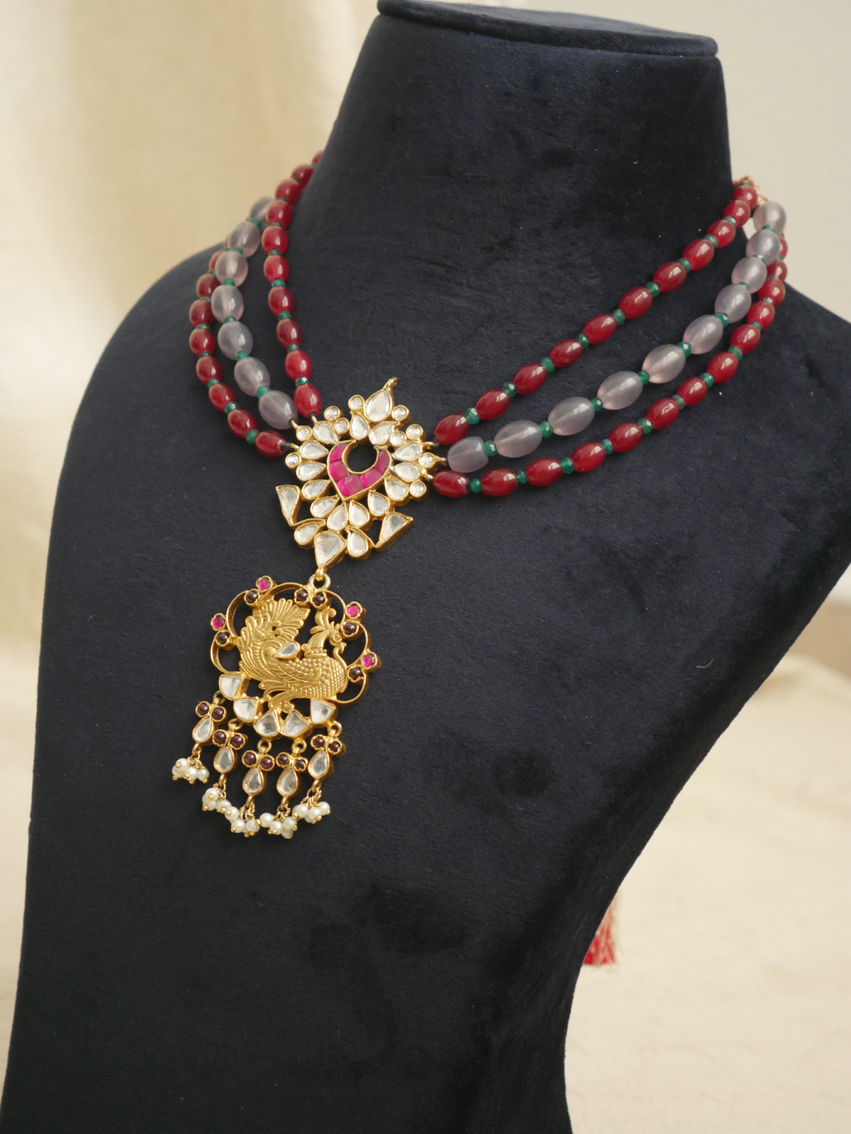 Peacock Kundan Beaded Necklace