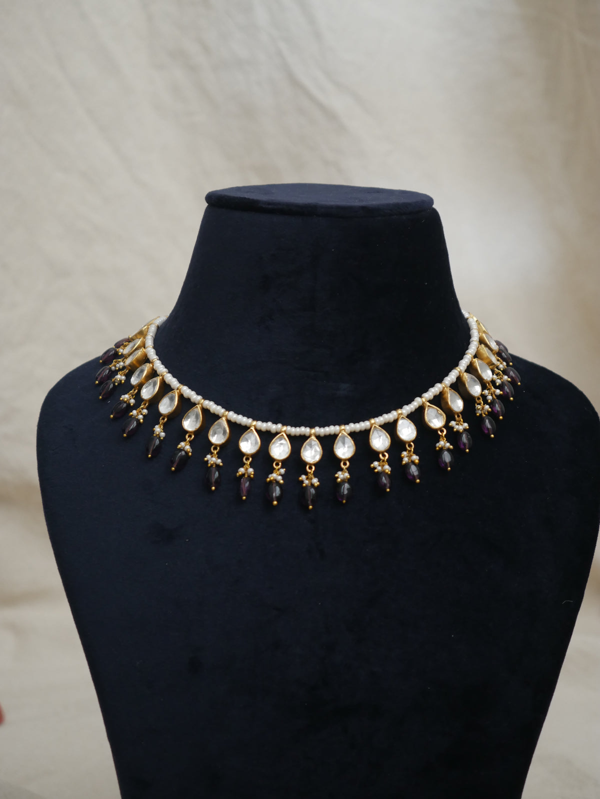 Polki Teardrop Collar Necklace