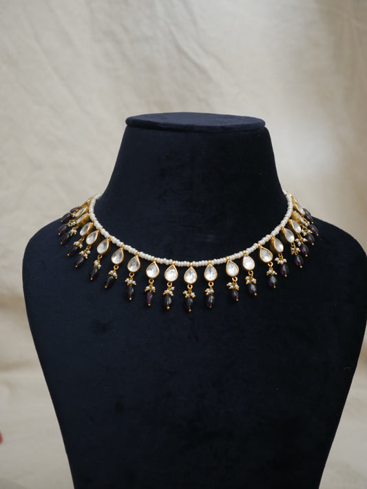 Polki Teardrop Collar Necklace