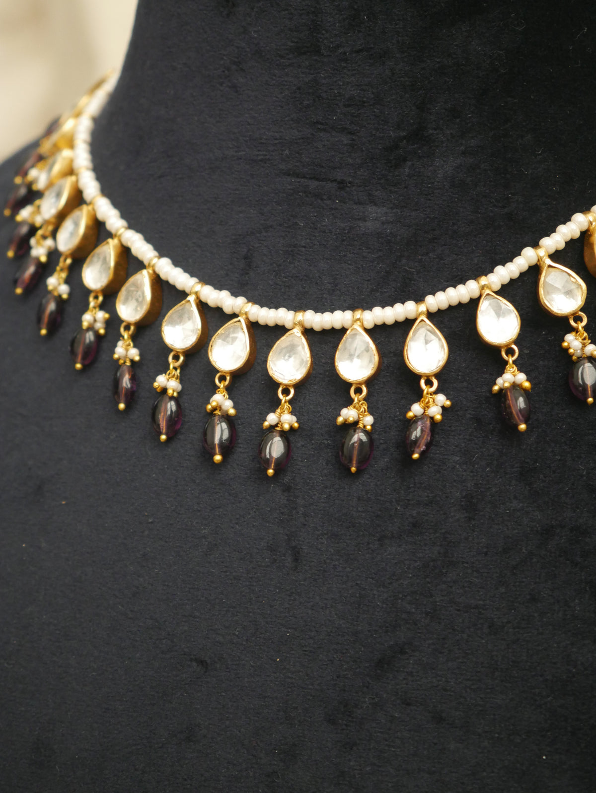 Polki Teardrop Collar Necklace