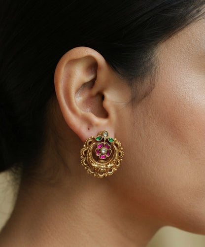 Floral Crescent Stud Earrings