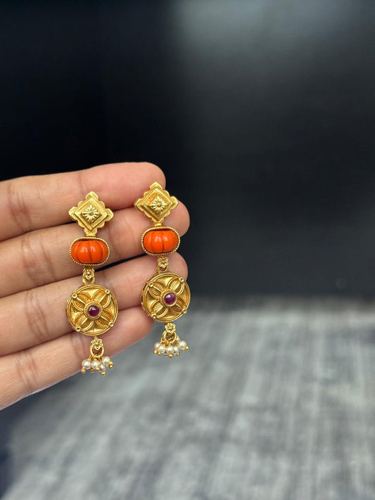 Pumkin Coral Earrings