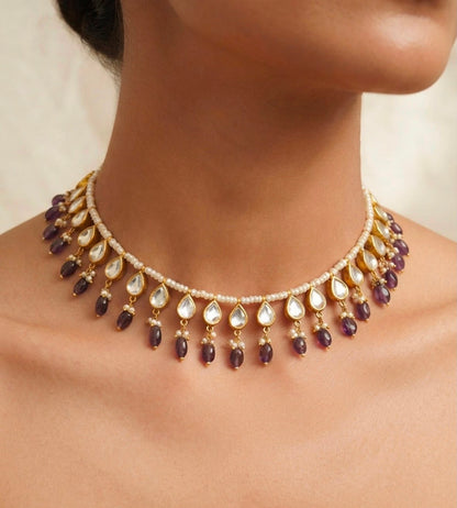 Polki Teardrop Collar Necklace