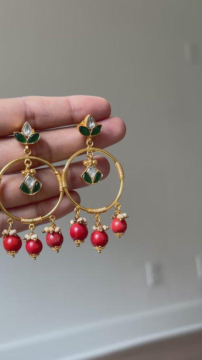 Coral Kundan Chaand Baali
