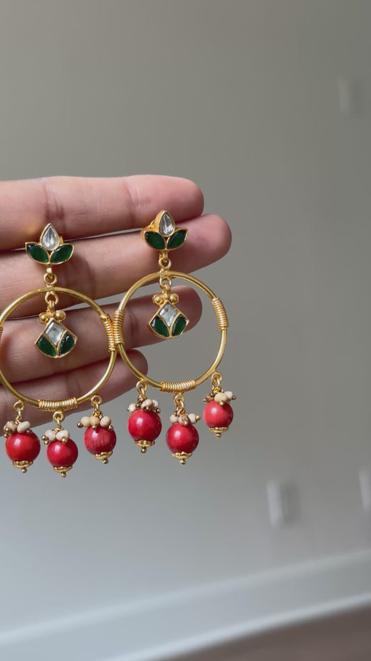 Coral Kundan Chaand Baali