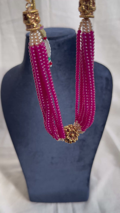 Ruby Beads and Pearl Necklace
