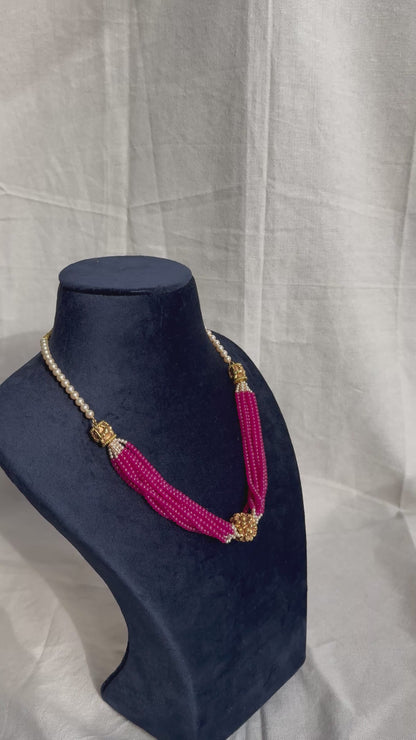 Ruby Beads and Pearl Necklace