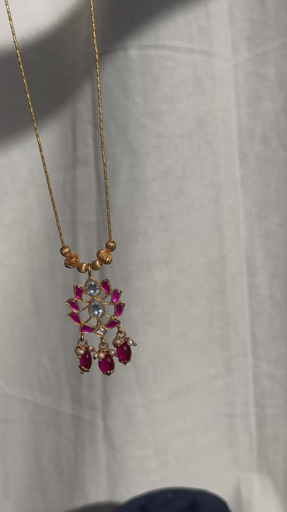 Ruby Lotus Kundan Necklace