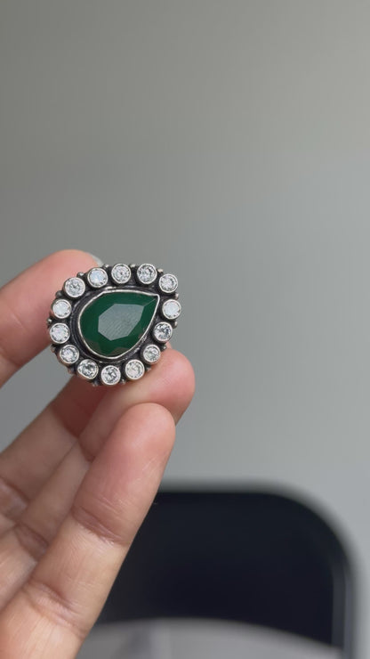 Green Onyx Stone Finger Ring